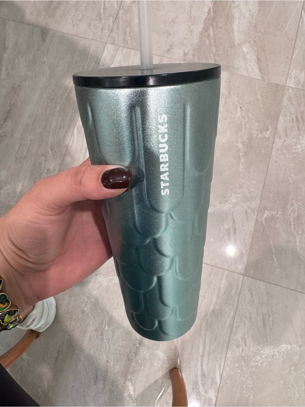 Starbucks metallic teal mermaid cup